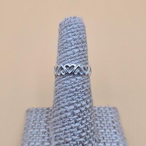 Size 6 Sterling Silver Many Hearts Band Ring A5007
